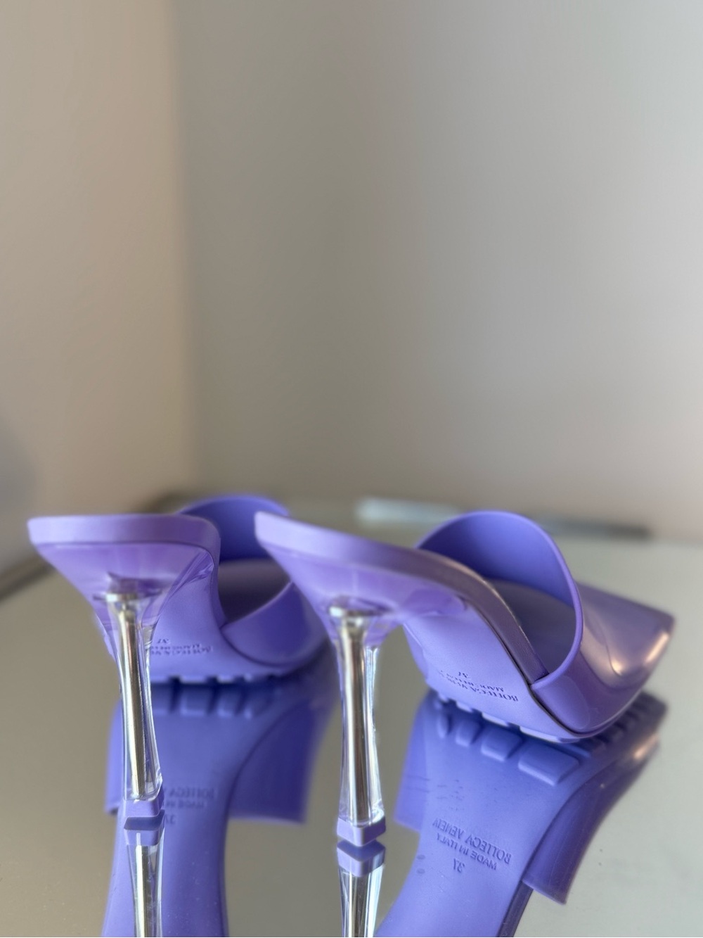 New Bottega Veneta Pudding Stretch Square-Toe PVC Heeled Mules $995 37 - Picture 6 of 11